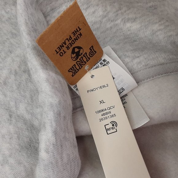 VICTORIA'S SECRET 'PINK' FLEECE  ROSE~GOLD LOGO COWL-NECK  SWEATSHIRT - Picture 10 of 14